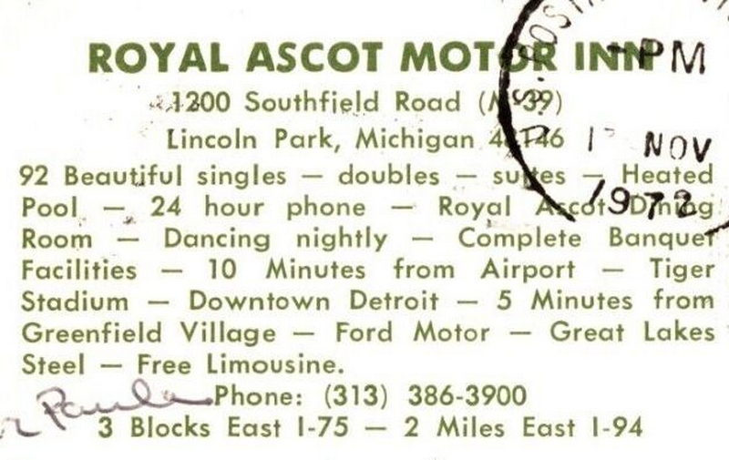 Royal Ascot Motor Inn - Postcard